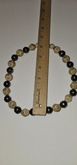 Bead Necklace Tan, Silver-Toned 18″