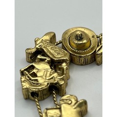 Vintage 1995 BG Western Slide Charm Bracelet Gold Tone Cowboy Boot Hat Wagon