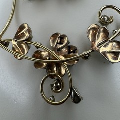 Vintage Krementz Blue Floral Necklace Earrings, 14k Rolled Gold
