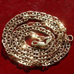 14k yellow gold necklace 19.5″ anchor / mariner link chain vintage 7.67gr N3502