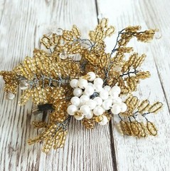 Vintage Exquisite Coral Brooch Pin Bead Lot Filigree Thailand Handmade Wire Bend
