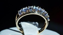 10k yellow gold ring 1.00ct natural tanzanite size 6 band vintage 2.15gr N3511