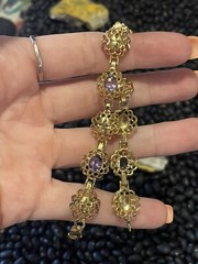 Sterling Silver Gold Vermeil Purple Amethyst Etched Open Work Tennis Bracelet