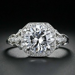 White Diamond 3.40 Ct Art Deco Vintage Wedding Ring 925 Sterling Silver