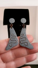 Sterling silver Copper Embossed Earrings. Screwback vintage