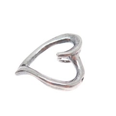 925 Sterling Silver Vintage Open Heart Oxidized Slide Charm Pendant