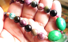 184.50ct 100% NATURAL FANCY ROUND TOURMALINE,EMERALD 925 SILVER CLASP NECKLACE.