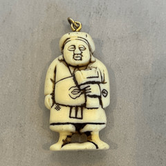 Vintage Buddha Asian Figural Pendant Celluloid? Acrylic? Resin? Unique Figure