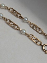 Van Dell 1/20 12K GF Gold Filled Cultured Pearl Link Bracelet