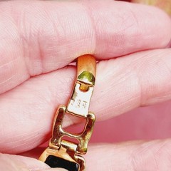 Vintage Gold Over Sterling Silver 925 Bracelet Black Stone Beautiful Signed HK