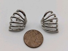 Vintage Monet Silver Tone Earrings Pierced Post