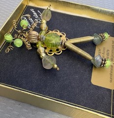 Artisan Handmade Posable Brooch Wee People Beaded Articulated Lime Green Dream