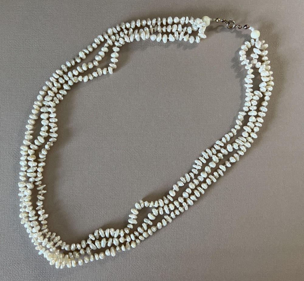 Vintage 22″ Multi Strand Baroque Pearl Necklace 54g