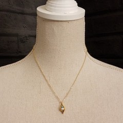 Vintage 1980s Blue Topaz Gemstone Pendant Necklace Signed JC