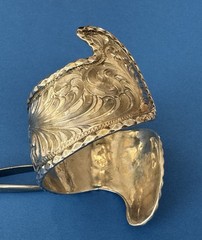 Vintage RARE Signed MOSES Sterling Silver Hand Engraved Curved End Cuff Bracelet