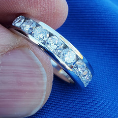 EARTH MINED REAL Diamond Wedding Band SOLID PLATINUM Anniversary Ring Size 5.25