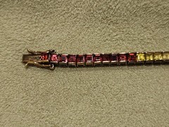 Vintage Multi Color Rainbow Tennis Bracelet Gold Tone over 925 Sterling Silver