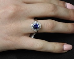 Fine 2.37ct GIA Madagascar Sapphire & 0.54ct Diamond Platinum Ring Size 6.75