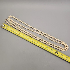 Faux Pearl Necklace Vtg Peach Beaded 8mm Knotted Dubarry Flower Clip 55″