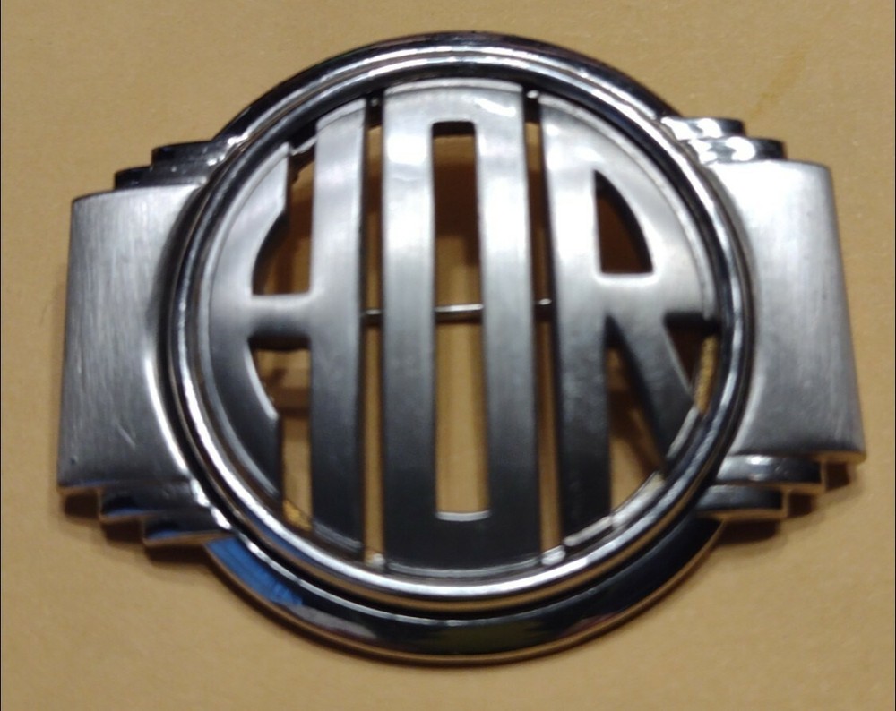 Vintage “HOR” Monocraft Pin 4.5cm Silver Colored Metal Pinback Monogrammed Rare