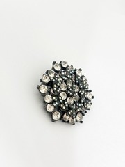 Vintage AB Rhinestone Brooch Pin Pendant Japanned Flower Cluster
