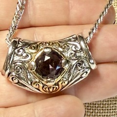 Purple Gold Tone Silver Tone Metal Necklace Chain Earrings Set Y2K Renaissance