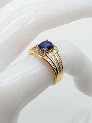 $7000 3.50ct Natural ROYAL Blue Sapphire VS G Diamond 18k Yellow Gold Ring Band