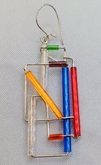 Vintage Barbie Levy Barb Wire Earrings Sterling Silver Glass Dangling Art
