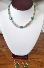 Vintage c1950s-60s Green Grey 10k Gold Fill Necklace Screwback Earring Set Video