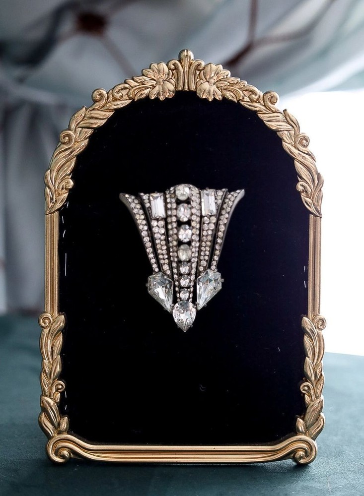 Vintage Eisenberg Original Sterling Crystals Art Deco Style Brooch