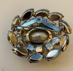 Vintage Jewelry Brooch Lot 6pc Signed AJC Silver Tone Rhinestone AB Wreath Pin
