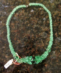 Antique 16.5″ Green Glass Choker Necklace made Czechoslovakia w Tag NEVER WORN