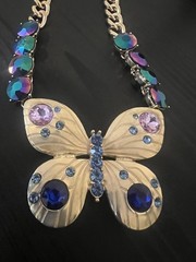 Betsey Johnson Bugging Butterfly Statement Necklace Ring Earrings Set – Rare-G4