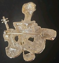 Vintage AJC Instruments gold tone Brooch Hollywood Regency 2.5 Inches VG