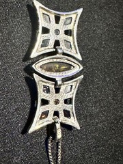 Vintage Baltic Amber Articulated Shield Pendant Necklace, 925 Silver,18″, 7.1g