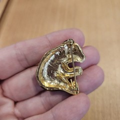 Vintage Gold Tone Rhinestone Panda Pin Brooch Enamel pet lover