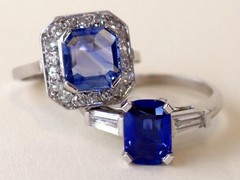 Art Deco 2.38Ct Burmese Sapphire and 0.30Ct Diamond Platinum Ring Circa 1930