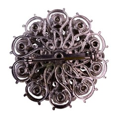 Vintage Unknown Womens Silver Tone Brooch Floral Design Gray & Clear Stones
