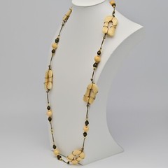 Original Vintage Designer MCM Bronze Bovine Coral Gemstone Bone Estate Necklace