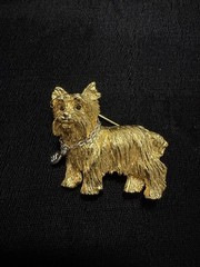 Vintage RARE Signed JOAN RIVERS Yorkie Dog Necklace, Bracelet, and Brooch Set