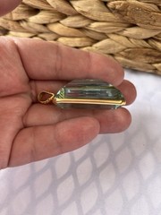 Vtg Faux Aqua Marine Glass Extra Large Pendant