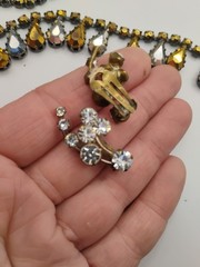 Vintage 1950s Made In Austria Stamped Trio, Prong Set Necklace Ring And Earrings