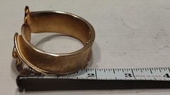 Vintage Trifari Crown Gold Tone Metal Hinged Clamp Bracelet