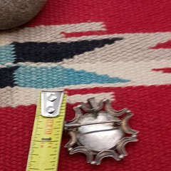 Antique Sterling Silver Lapis Lazuli Brooch Pendant Trombone Clasp
