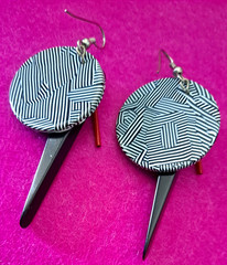 Vintage Modern Lucite Geometric Earrings Layered Lucite Abstract Mod Earrings