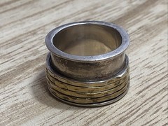 b45. 925 Sterling Vintage Spinner Meditation Fidget 13.9mm wide Band Ring 6.75-7