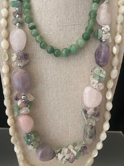 Lot 15 Vintage Semi-Precious Gemstone Jewelry Malachite Turquoise Jade Quartz