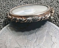 Antique Victorian Mourning Photo Brooch Pendant ~1890s C Clasp Portrait Pin