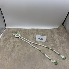 Vtg Seed Bead Leather Necklace Medallion Native American Green White 30 In