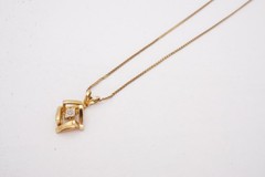 Vintage Gold Filled Diamond Pendant Necklace 17.75″